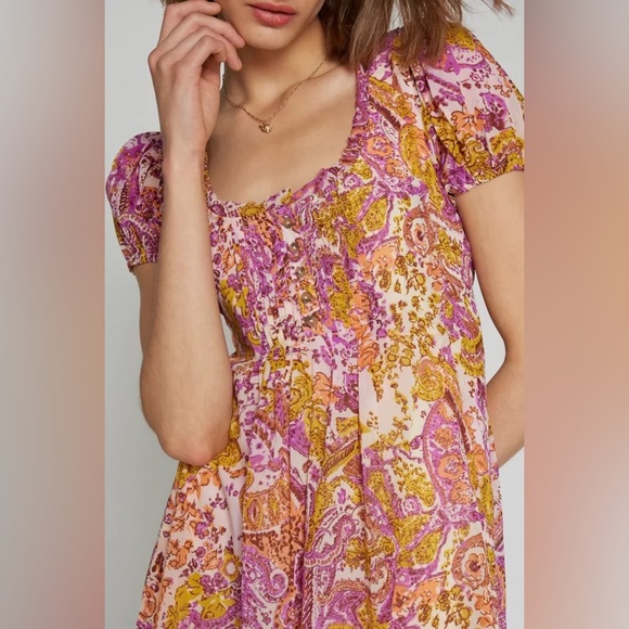 NWT Urban Outfitters Printed Babydoll Dress Size M - Picture 1 of 9